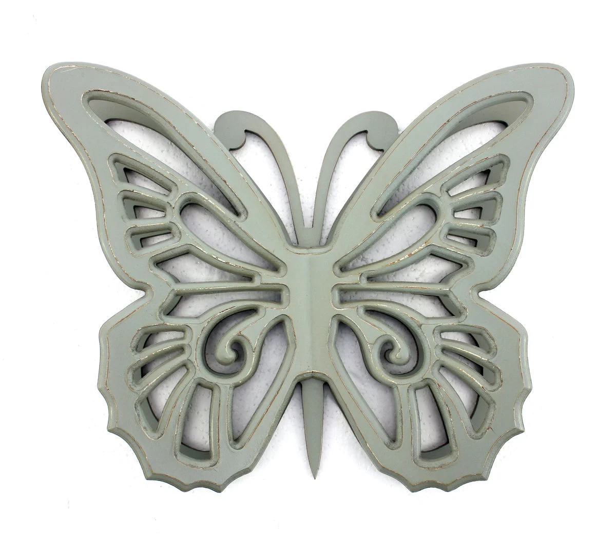 Benzara BM217270 Wooden Butterfly Wall Plaque with Cutout Detail, Light Gray