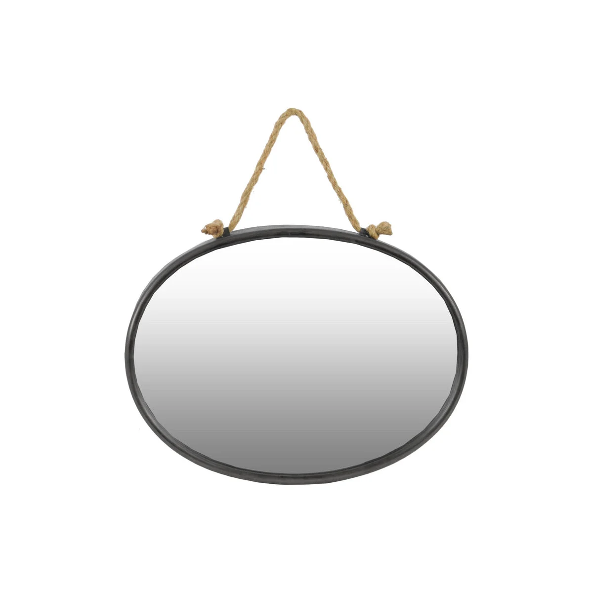 Benzara BM219104 Metal Frame Round Wall Mirror with Rope Hanger, Set of 2, Gray