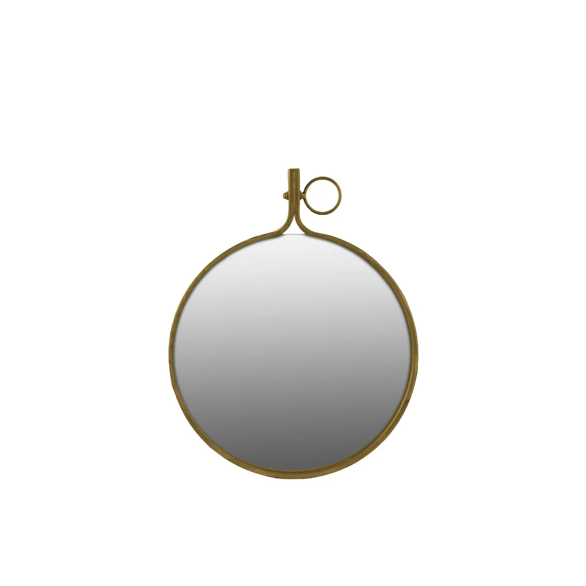Benzara BM219129 Round Wall Mirror with Metal Rim and Side Hanger, Small, Set of 2, Gold