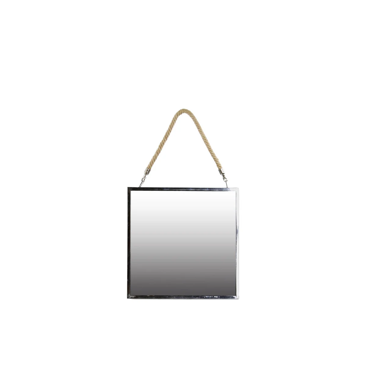 Benzara BM219138 Transitional Square Metal Wall Mirror with Rope Hanger, Set of 2, Silver