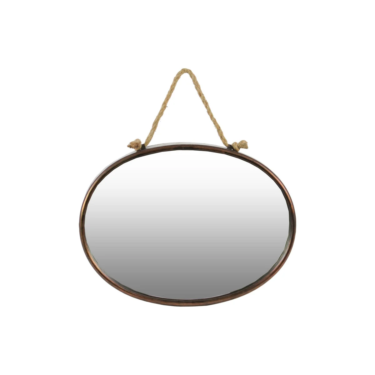 Benzara BM219630 Oval Wall Mirror with Metal Rim and Rope Hanger, Set of 2, Bronze