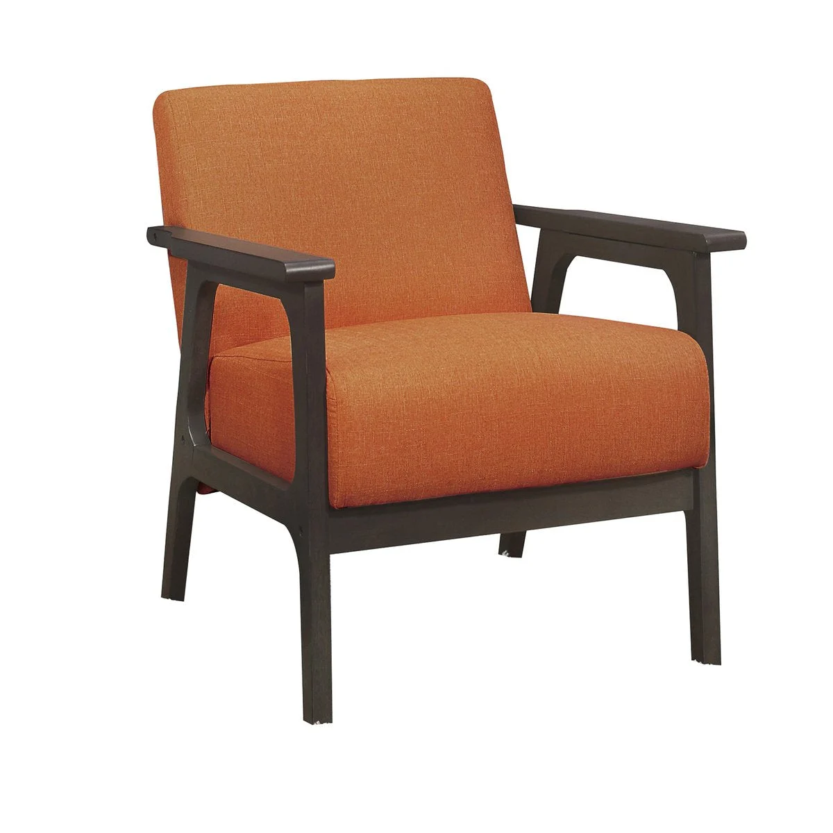 Benzara Fabric Upholstered Accent Chair with Straight Arms, Orange