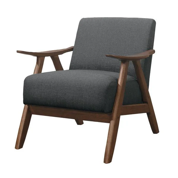 Benzara Fabric Upholstered Accent Chair with Curved Armrests, Gray