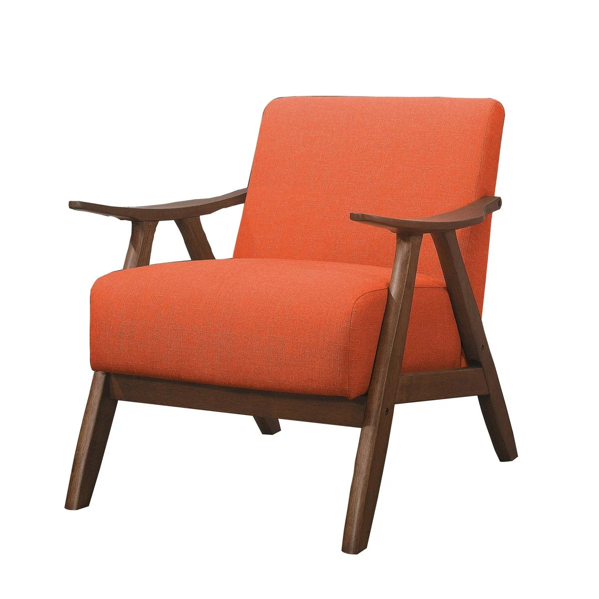 Benzara Fabric Upholstered Accent Chair with Curved Armrests, Orange