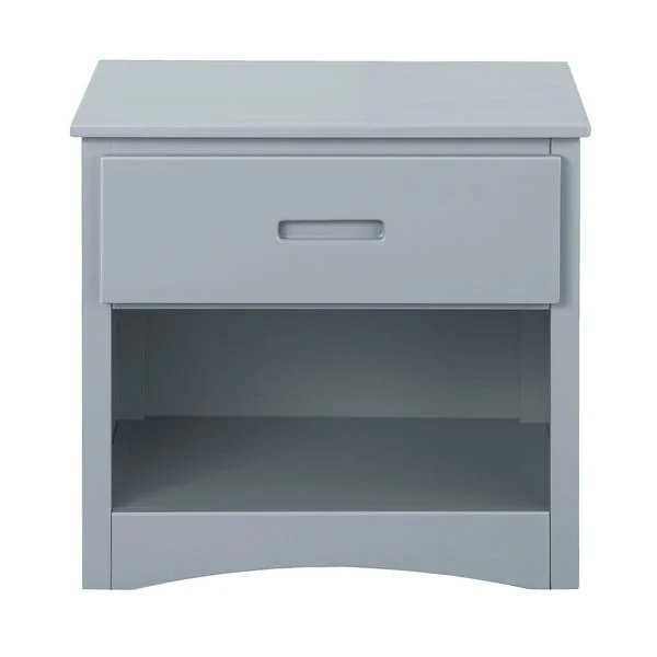 Benzara Transitional Wooden Nightstand with 1 Drawer and Recessed Handle, Gray