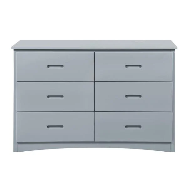 Benzara Transitional Wooden Dresser with 6 Drawers and Recessed Handles, Gray