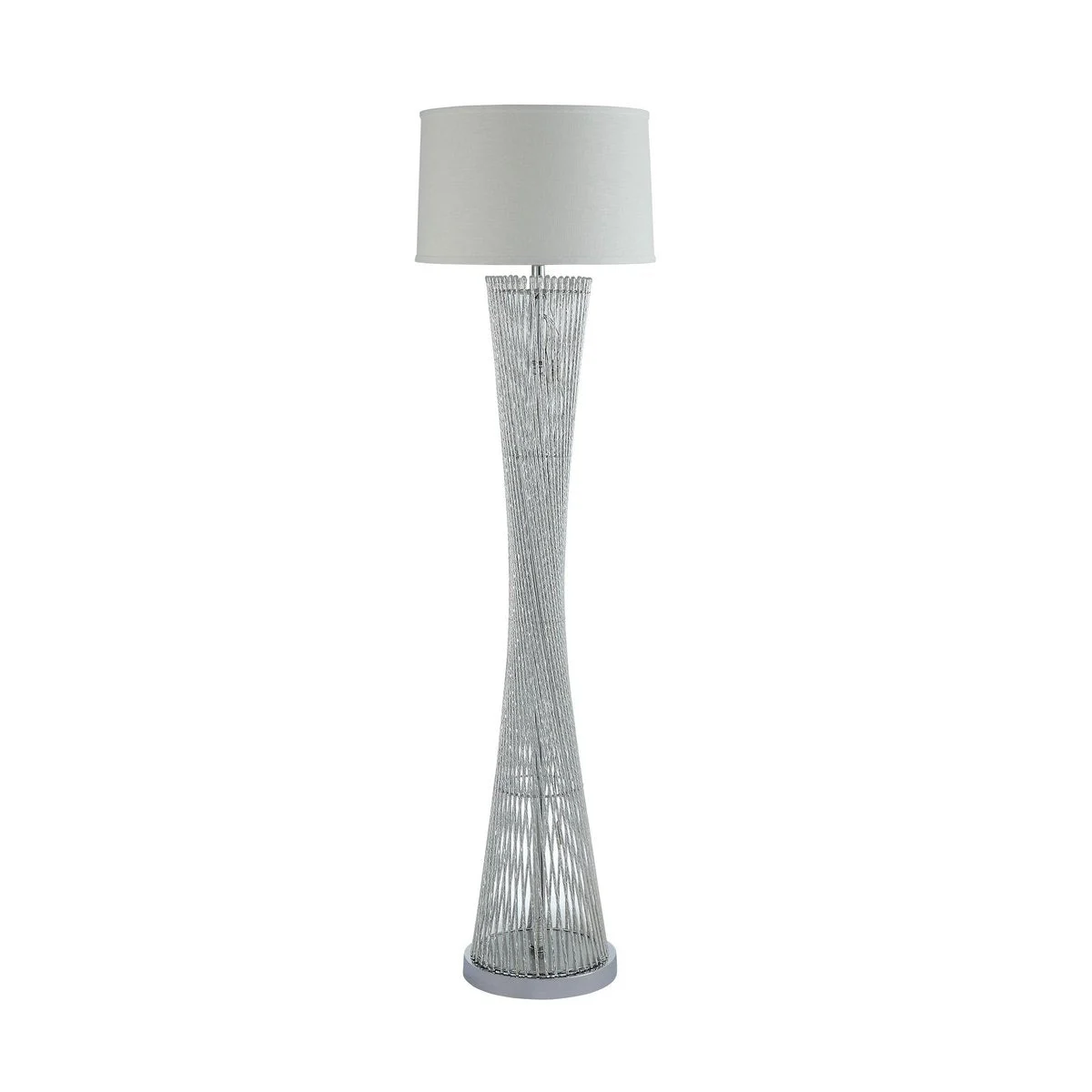 Benzara Hourglass Floor Lamp with Filament Styled Rods Structure, Silver