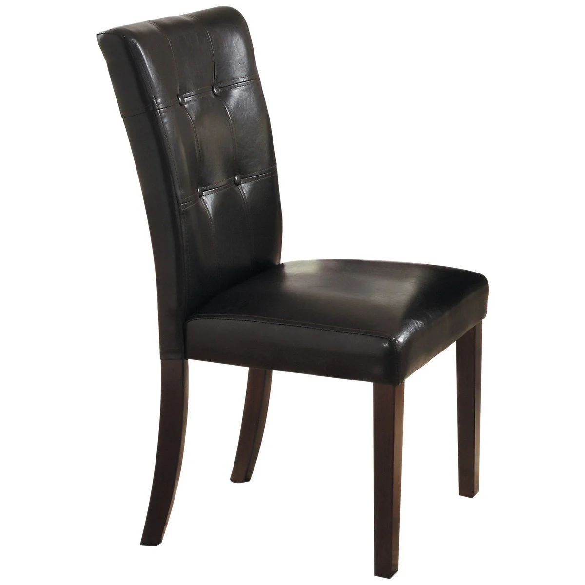 Benzara Faux Leather Upholstered Side Chair with Button Tufting, Set of 2, Brown