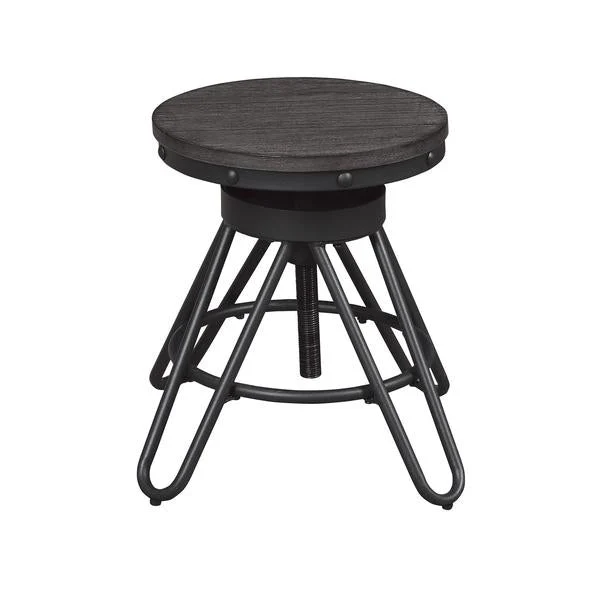 Benzara Metal Adjustable Stool with Hairpin Legs and Floor Protectors,Set of 2,Gray