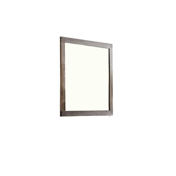 Benzara Transitional Style Wooden Encased Mirror with Grain Details, Brown