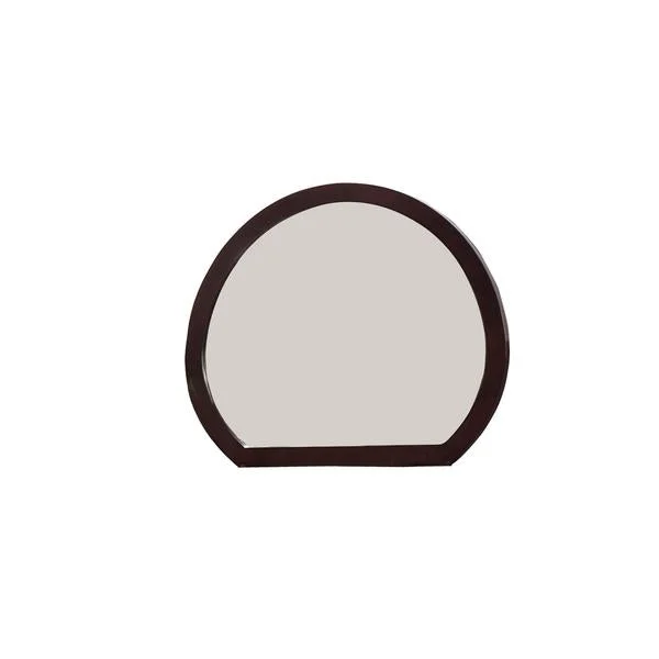 Benzara Transitional Style Curved Wooden Encased Beveled Mirror, Brown