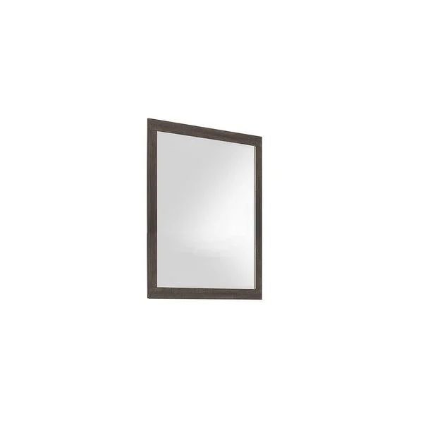 Benzara Square Shape Mirror with Wooden Frame and Beveled Edges, Weathered Brown