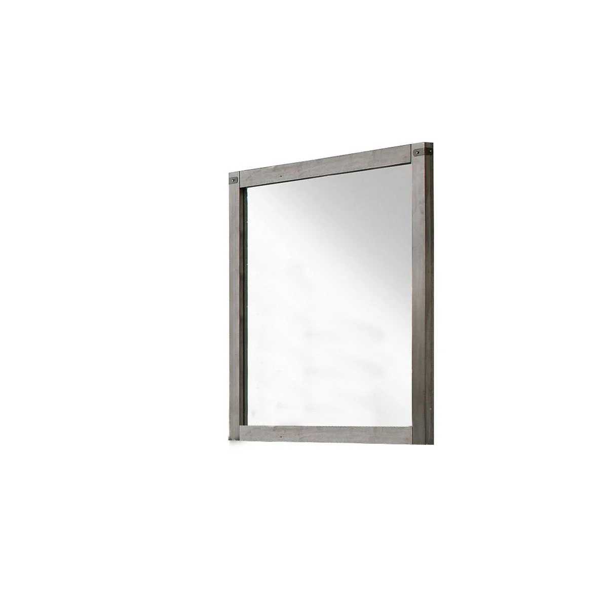 Benzara Industrial Style Wooden Frame Mirror with Metal Brackets and Rivets, Brown