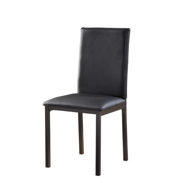 Benzara Slim Leatherette Dining Chair with Straight Metal Legs, Set of 4, Black