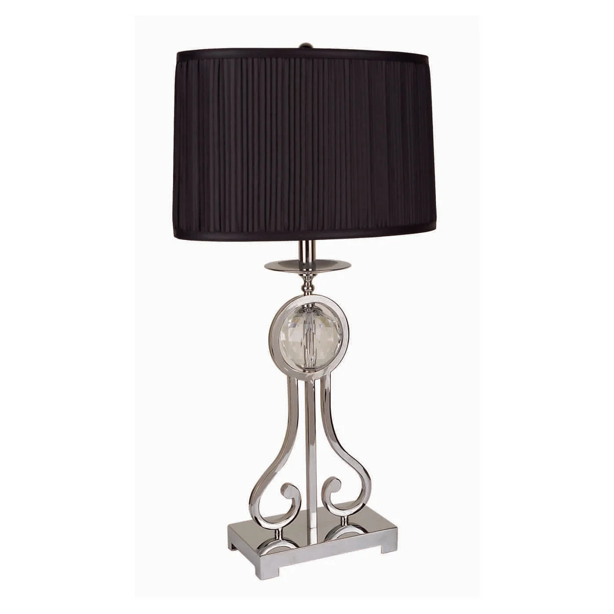 Benzara BM220549 Pleated Rectangular Table Lamp with Metal Base, Set of 2, Blue and Silver