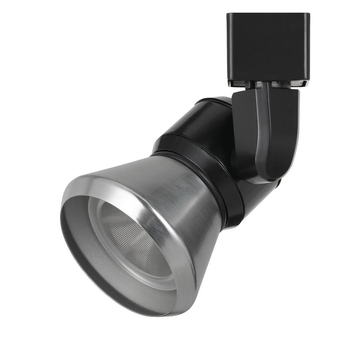 Benzara BM220674 Metal Frame Led Track Fixture with Conical Shade, Black and Silver