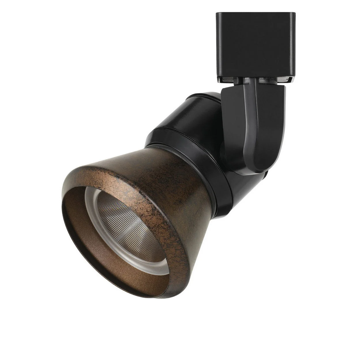Benzara BM220676 Metal Frame Led Track Fixture with Conical Shade, Black and Bronze