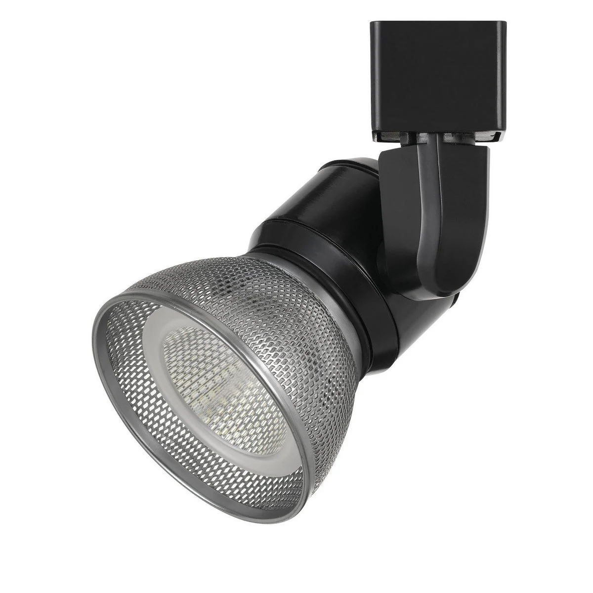Benzara BM220679 Metal Frame Led Track Fixture with Mesh Shade, Black and Silver