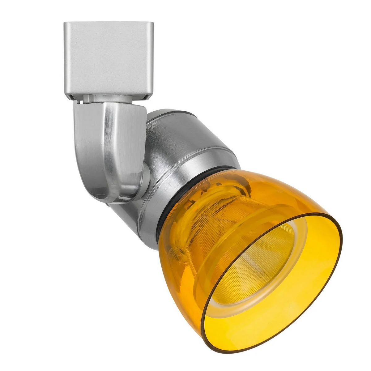 Benzara BM220685 Metal and Clear Polycarbonate Led Track Fixture, Silver and Yellow