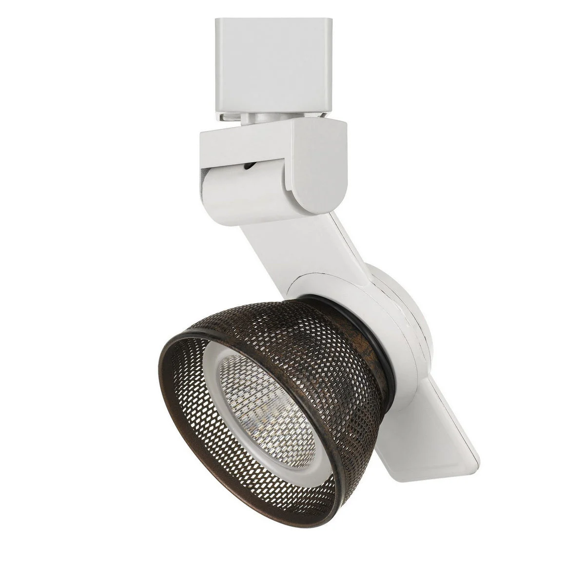 Benzara BM220695 12W Integrated Led Metal Track Fixture with Mesh Head, Brown and White