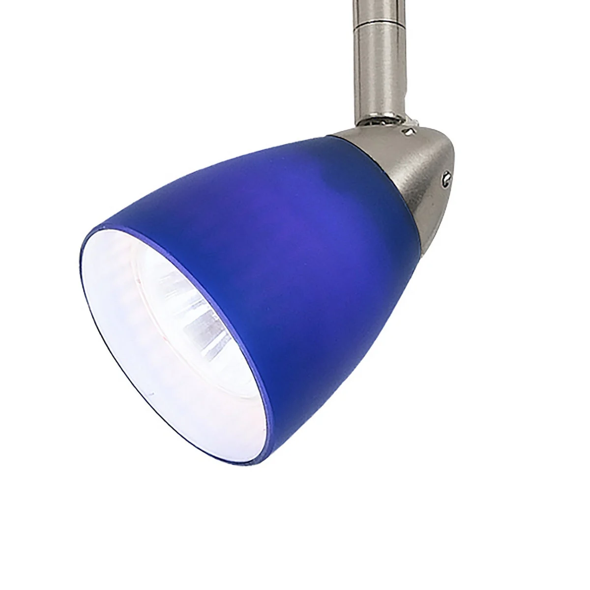 Benzara BM220747 Hand Blown Glass Shade Adjustable Track Light Head with Metal Frame, Blue