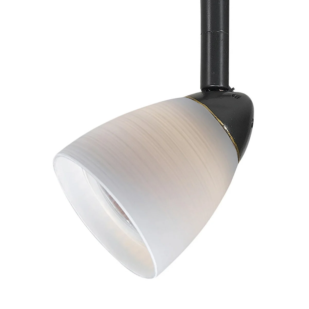 Benzara BM220762 Hand Blown Glass Shade Track Fixture with Metal Frame, White and Bronze