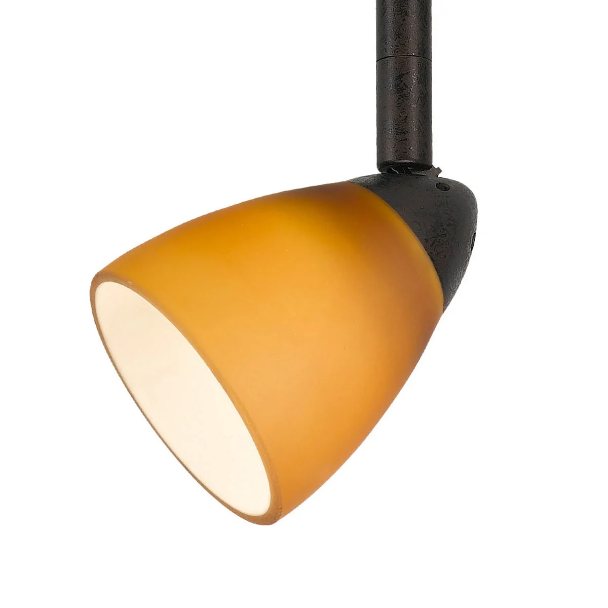 Benzara BM220763 Hand Blown Glass Shade Track Light Head with Metal Frame, Rustic Bronze