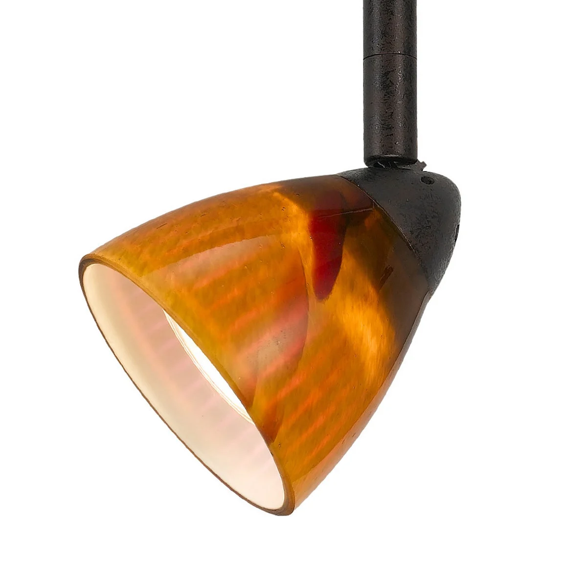 Benzara BM220764 Glass Shade Track Light Head with Metal Frame, Yellow and Dark Bronze