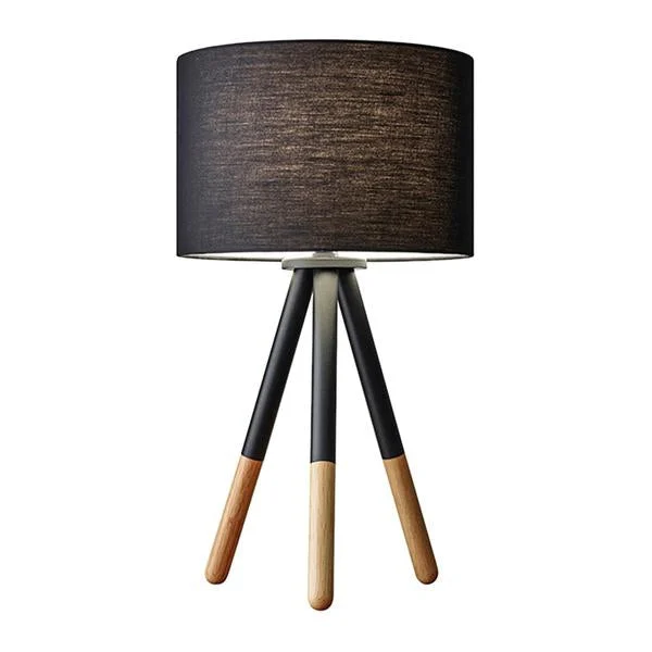 Benzara Wood and Metal Transitional Table Lamp with Tripod Base, Black and Brown