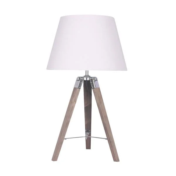 Benzara Wood and Metal Transitional Table Lamp with Tripod Base, Brown