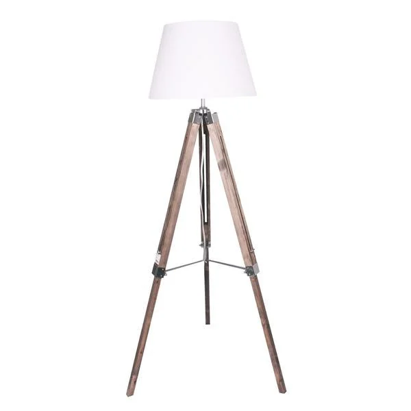 Benzara Wood and Metal Transitional Floor Lamp with Tripod Base, Brown