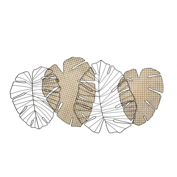 Benzara Conjoined 4 Leaf Metal Wall Decor with Mounting Hardware, Black and Brown