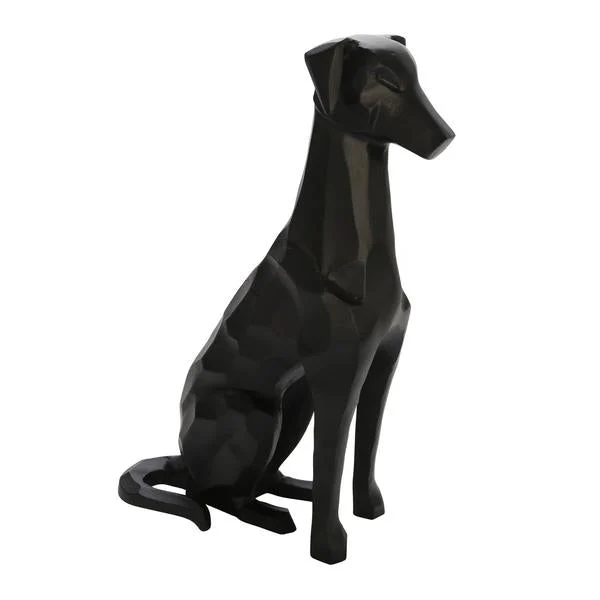 Benzara Industrial Metal Frame Geometric Sitting Dog Sculpture, Matte Black