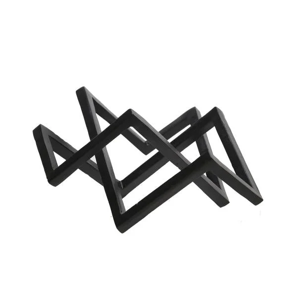 Benzara 15 Inches Metal Frame Geometric Accent Decor, Black