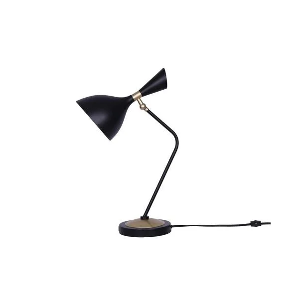 Benzara 17 Inches Metal Frame Desk Lamp with Round Shade, Black