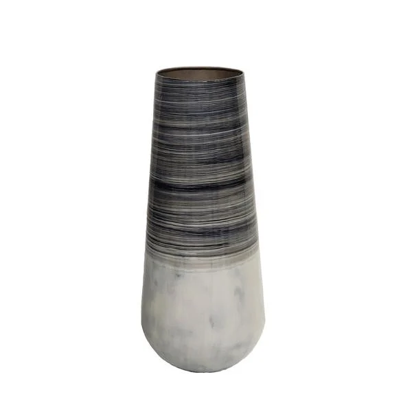 Benzara 18 Inches Alabastron Style Metal Frame Vase, Gray