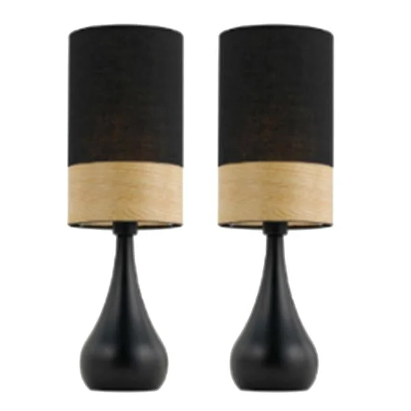 Benzara Metal Table Lamp with Tear Drop Base, Set of 2, Brown and Black