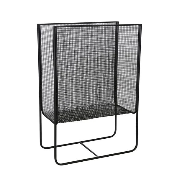 Benzara 20 Inches Metal Frame Magazine Rack with Mesh Design, Black