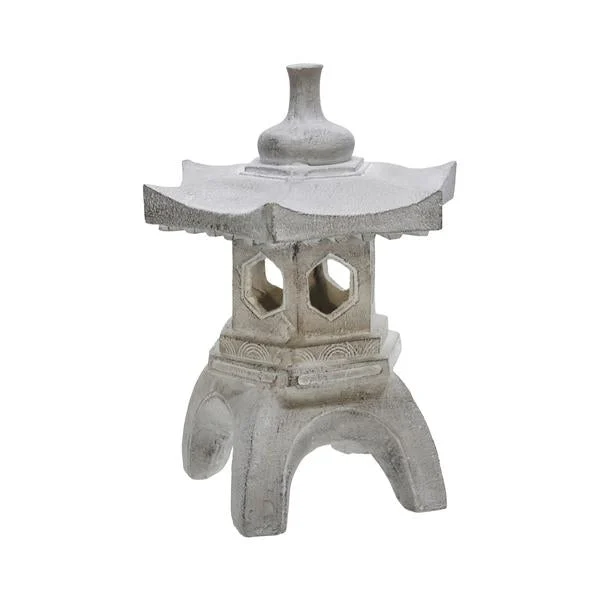 Benzara Temple Shape Polyresin Frame Lighthouse Sculpture, Gray