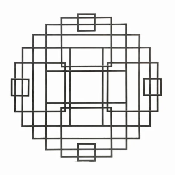 Benzara Metal Wall Decor with Overlapping Square Design, Black