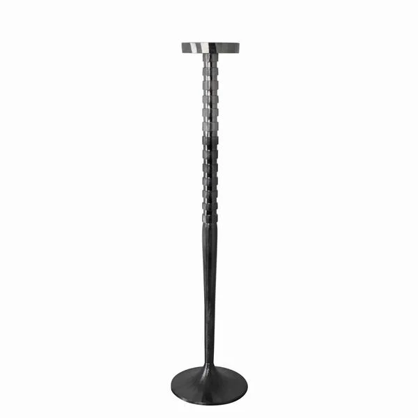 Benzara 35 Inch Metal Candle Holder with Corrugated Stalk Support, Silver