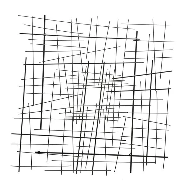 Benzara 36 Inch Metal Wall Decor with Intersecting Abstract Lines, Black