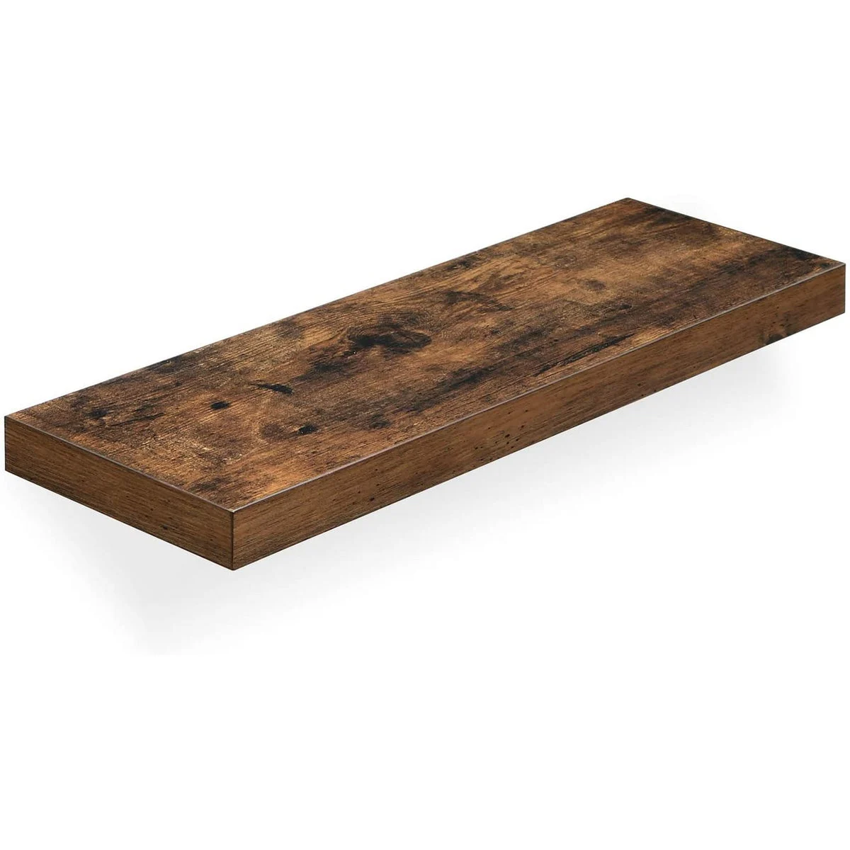 Benzara BM221268 23.6`` Wooden Floating Shelf with Metal Bracket, Rustic Brown