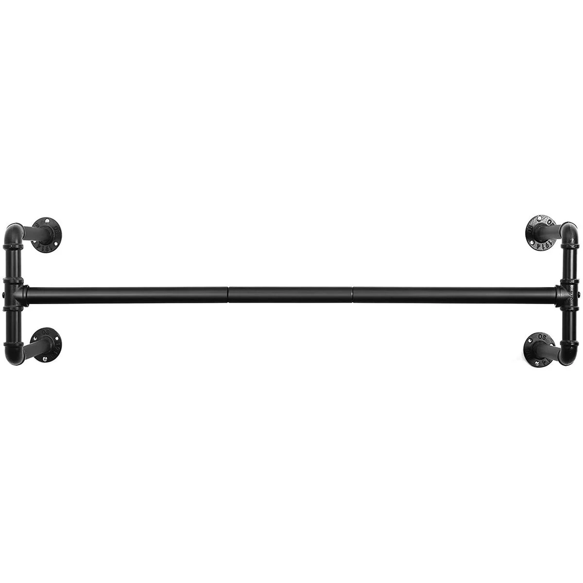 Benzara BM221276 Wall Mounted Piped Metal Frame Clothes Rack, Set of 2, Black