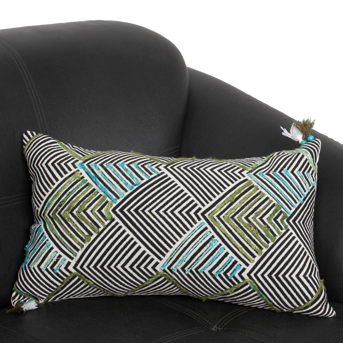 Benzara BM221672 20 x 12 Handwoven Cotton Accent Pillow with Arrow Print, Multicolor