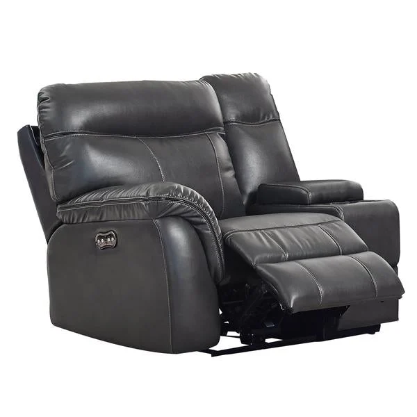 Benzara Leatherette Upholstered Wooden Frame Lift Top Console, Dark Gray