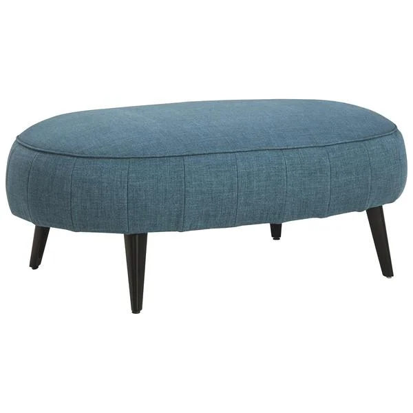 Benzara Fabric Upholstered Oversized Accent Ottoman with Metal Legs, Blue