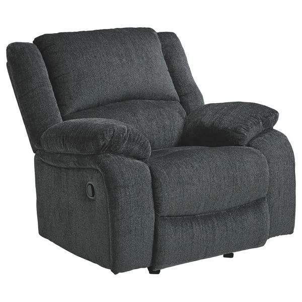 Benzara Fabric Upholstered Rocker Recliner with Pillow Arms, Gray
