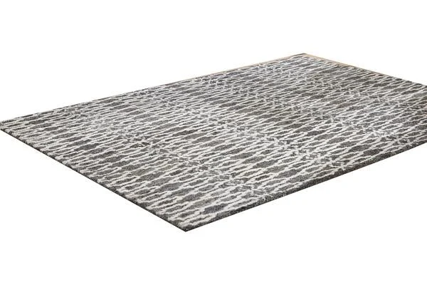 Benzara 84 x 60 Hand Tufted Polyester Rug with Abstract Print, Medium, Gray