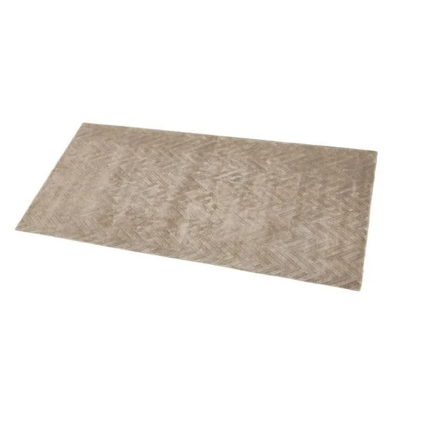 Benzara 84 x 60 Hand Loomed Viscose Rug with Chevron Print, Medium, Brown
